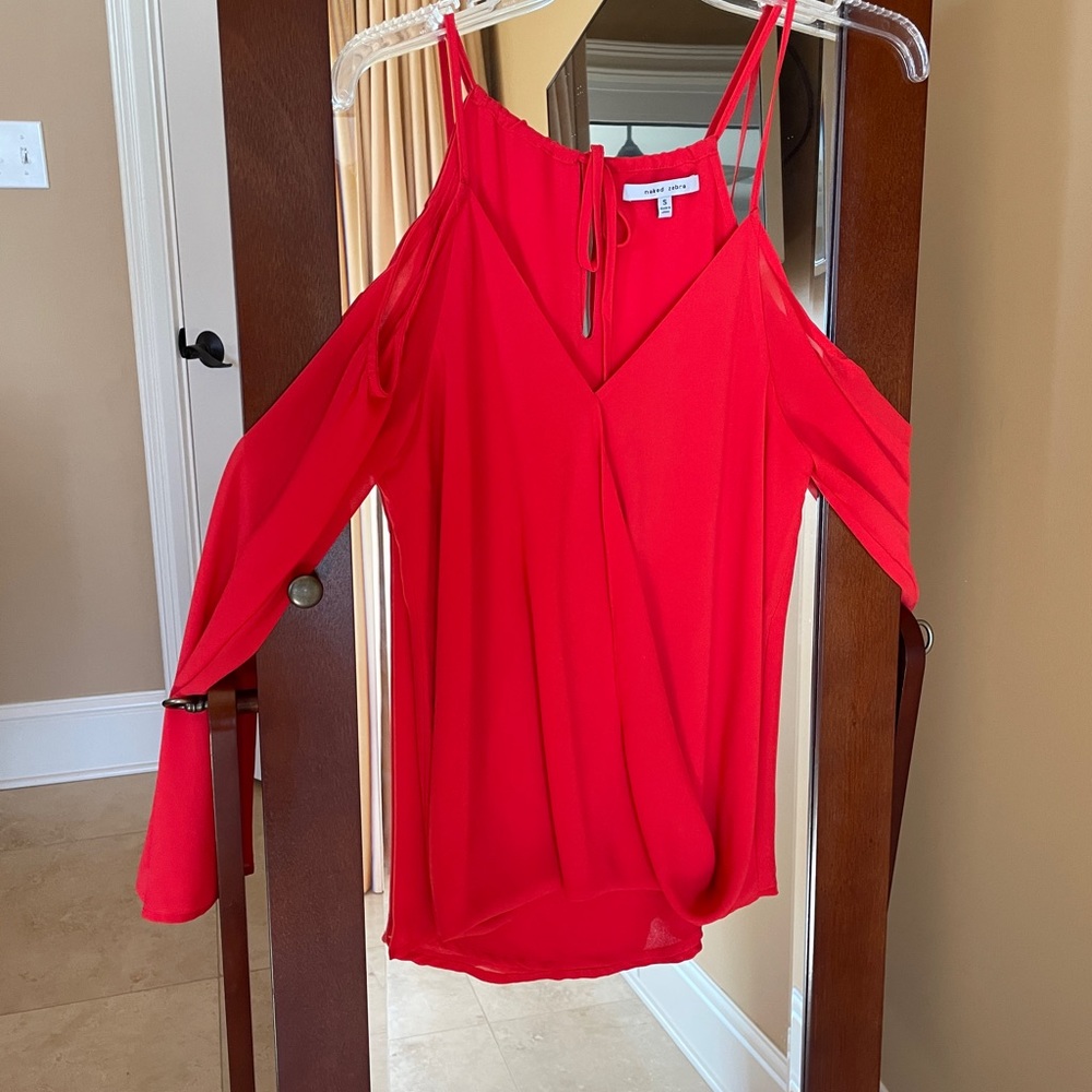 Red Sheer Top Naked Zebra Small